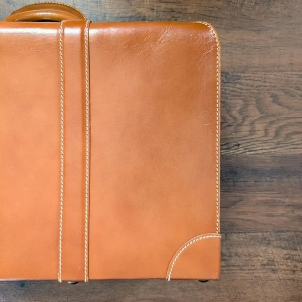 Vintage Lido New York Cowhide Leather Suitcase/Luggage/Retro Travel